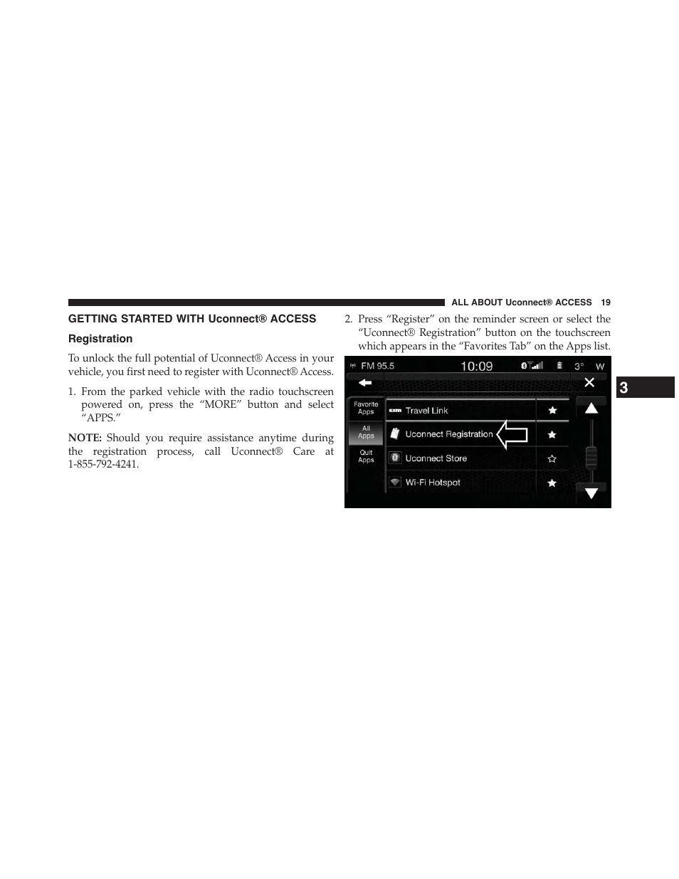 Getting started with uconnect® access, Registration | Jeep 2015 Renegade - Uconnect 65A/65AN Manual User Manual | Page 20 / 250