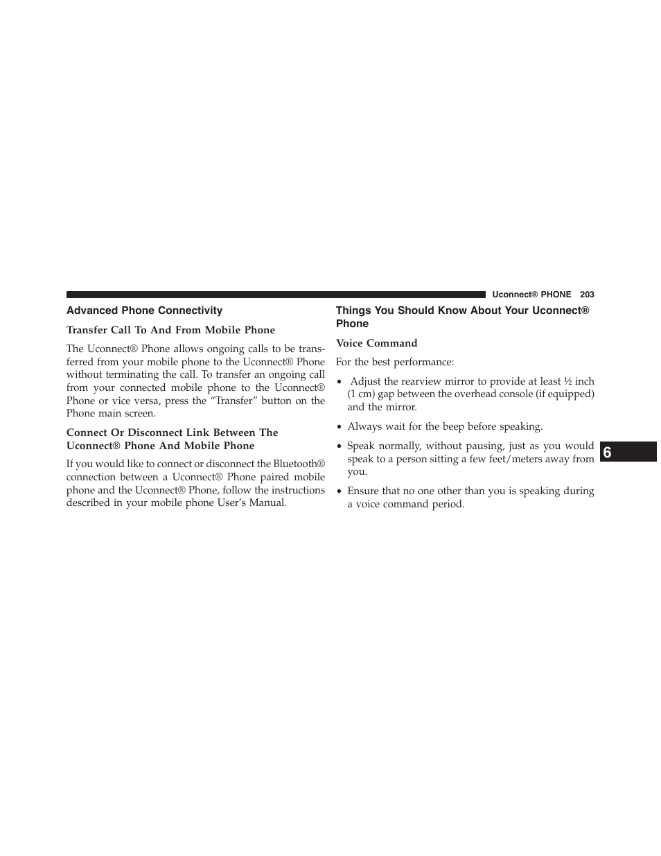 Advanced phone connectivity, Things you should know about your uconnect® phone | Jeep 2015 Renegade - Uconnect 65A/65AN Manual User Manual | Page 204 / 250