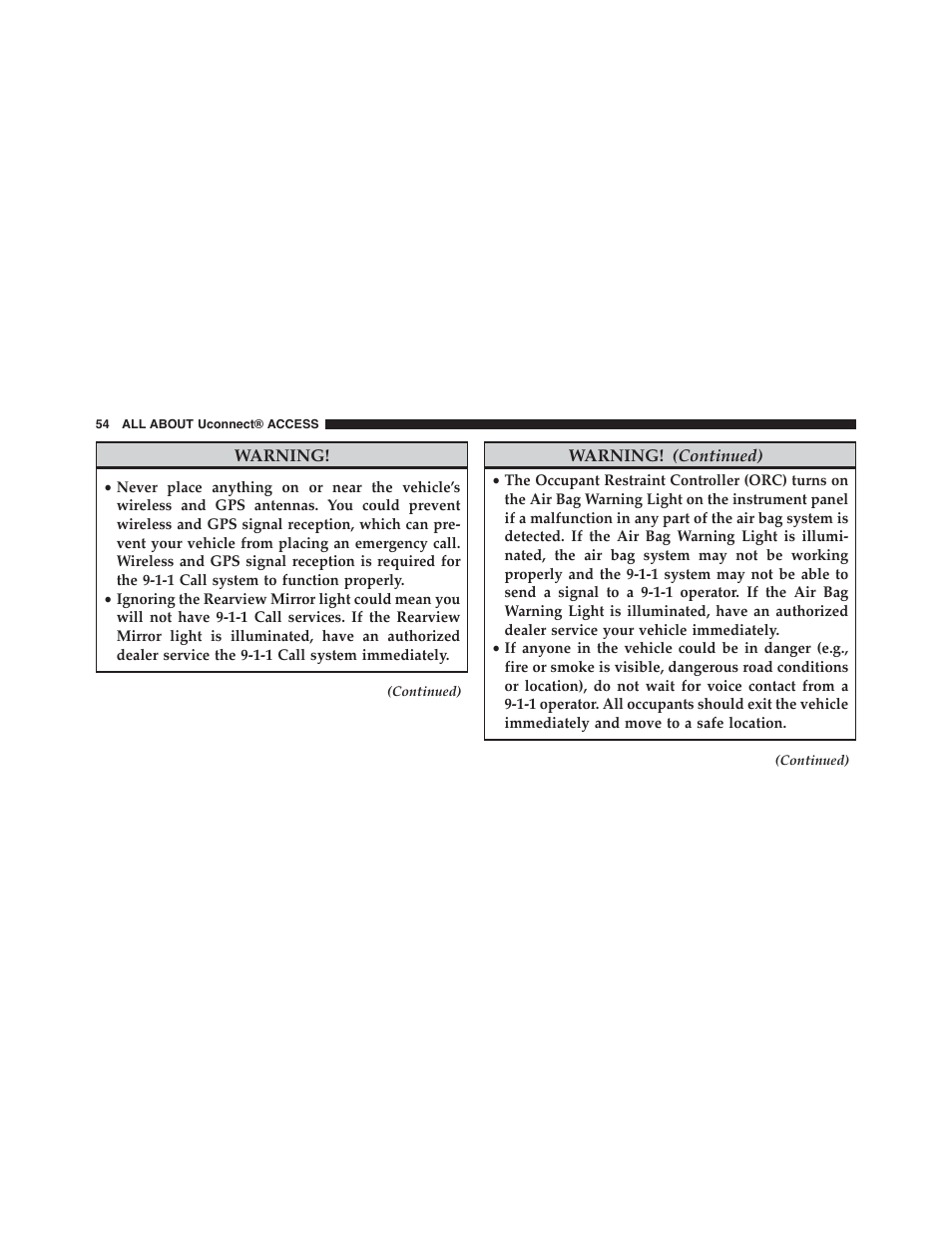 Roadside assistance call | Jeep 2015 Renegade - Uconnect 65A/65AN Manual User Manual | Page 55 / 250