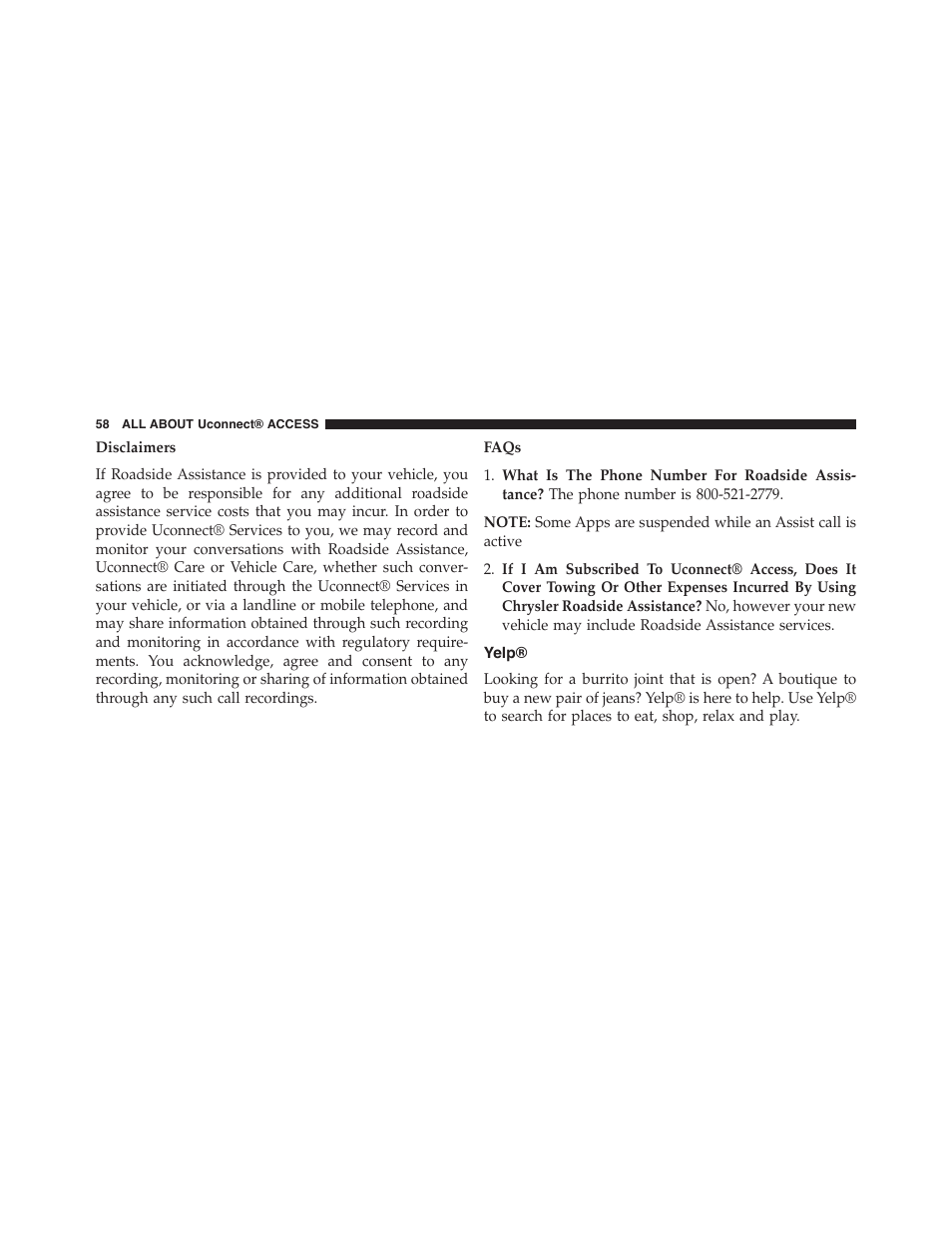 Yelp | Jeep 2015 Renegade - Uconnect 65A/65AN Manual User Manual | Page 59 / 250
