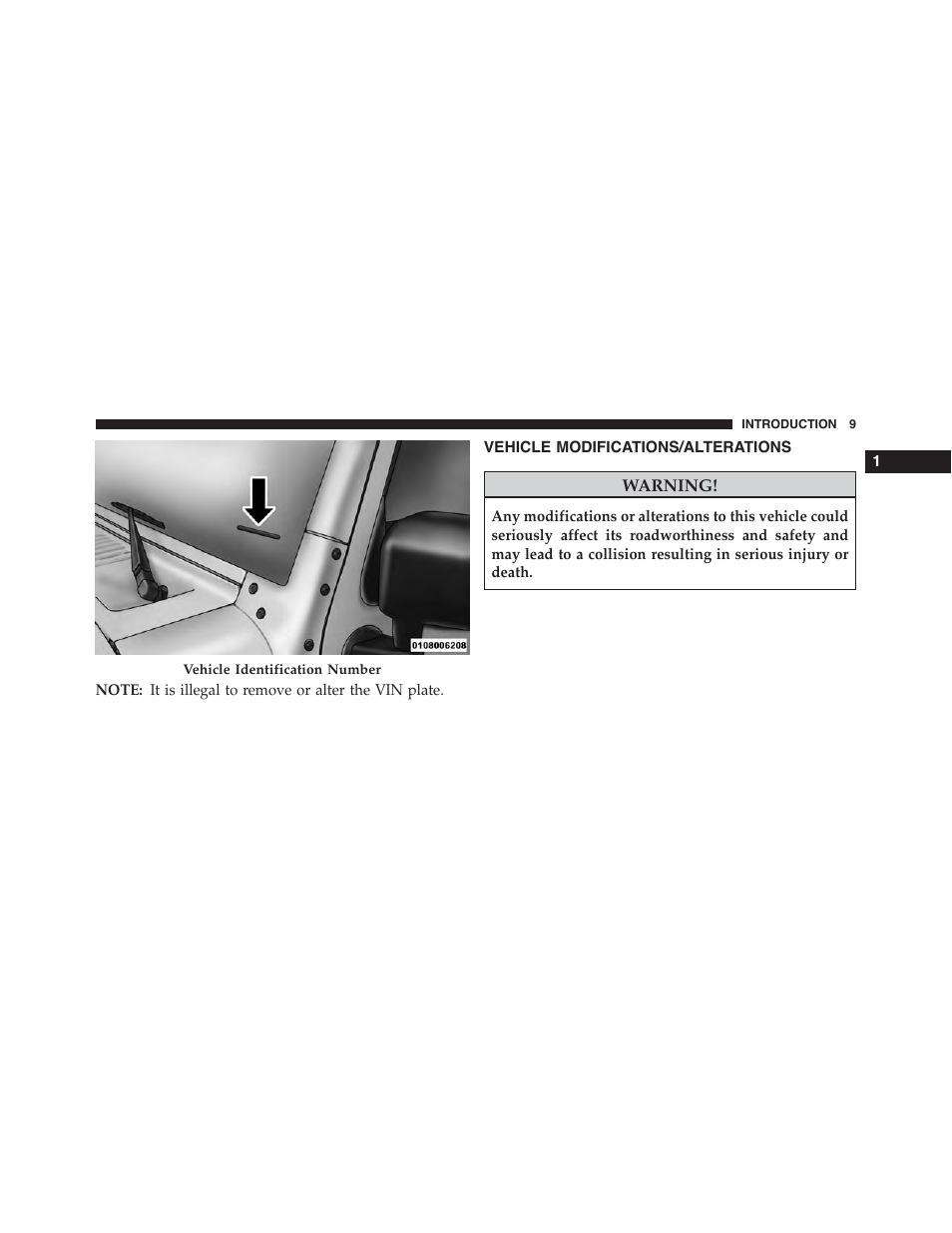 Vehicle modifications/alterations | Jeep 2015 Wrangler - Owner Manual User Manual | Page 11 / 695