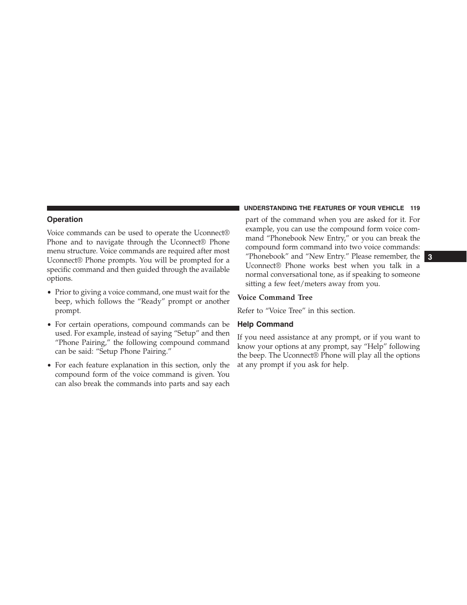 Operation, Voice command tree, Help command | Jeep 2015 Wrangler - Owner Manual User Manual | Page 121 / 695