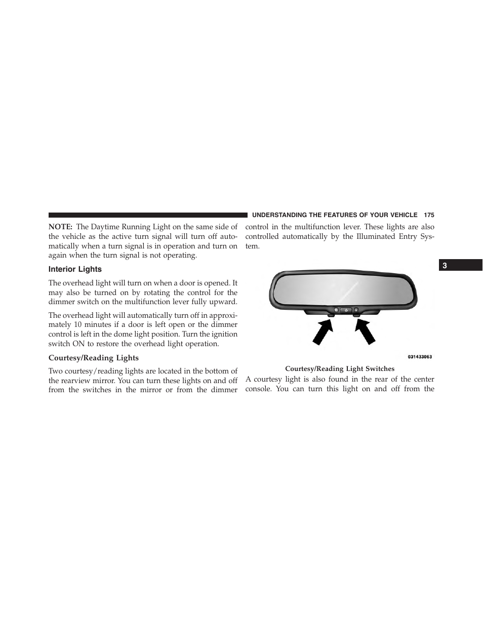 Interior lights, Courtesy/reading lights | Jeep 2015 Wrangler - Owner Manual User Manual | Page 177 / 695