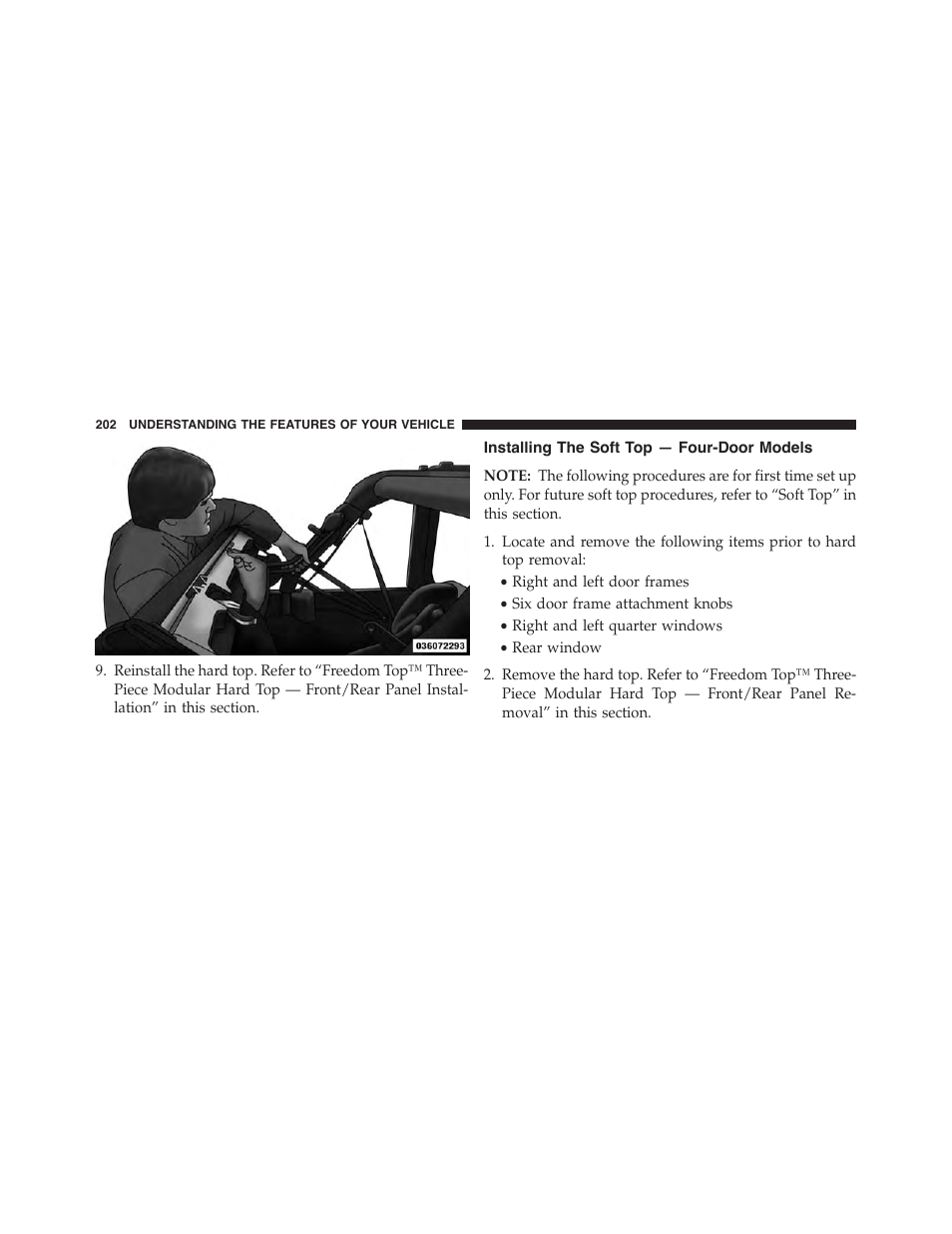 Installing the soft top — four-door models | Jeep 2015 Wrangler - Owner Manual User Manual | Page 204 / 695