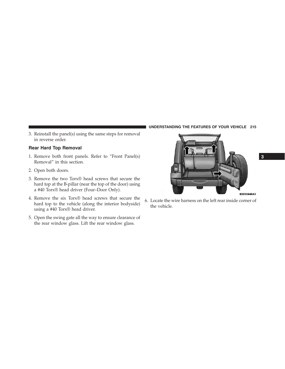 Rear hard top removal | Jeep 2015 Wrangler - Owner Manual User Manual | Page 217 / 695