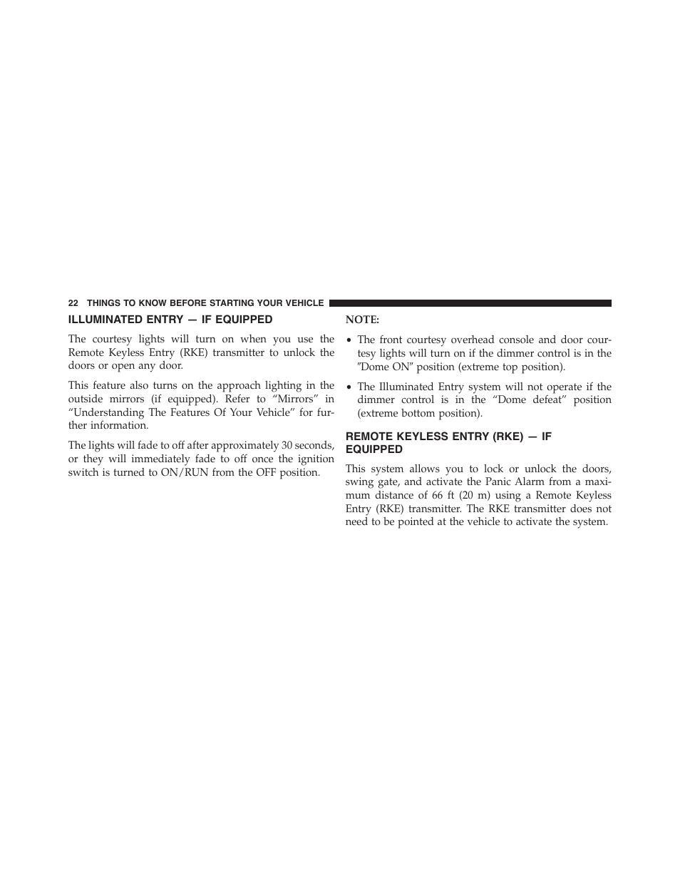 Illuminated entry — if equipped, Remote keyless entry (rke) — if equipped, Remote keyless entry (rke) — if | Equipped | Jeep 2015 Wrangler - Owner Manual User Manual | Page 24 / 695