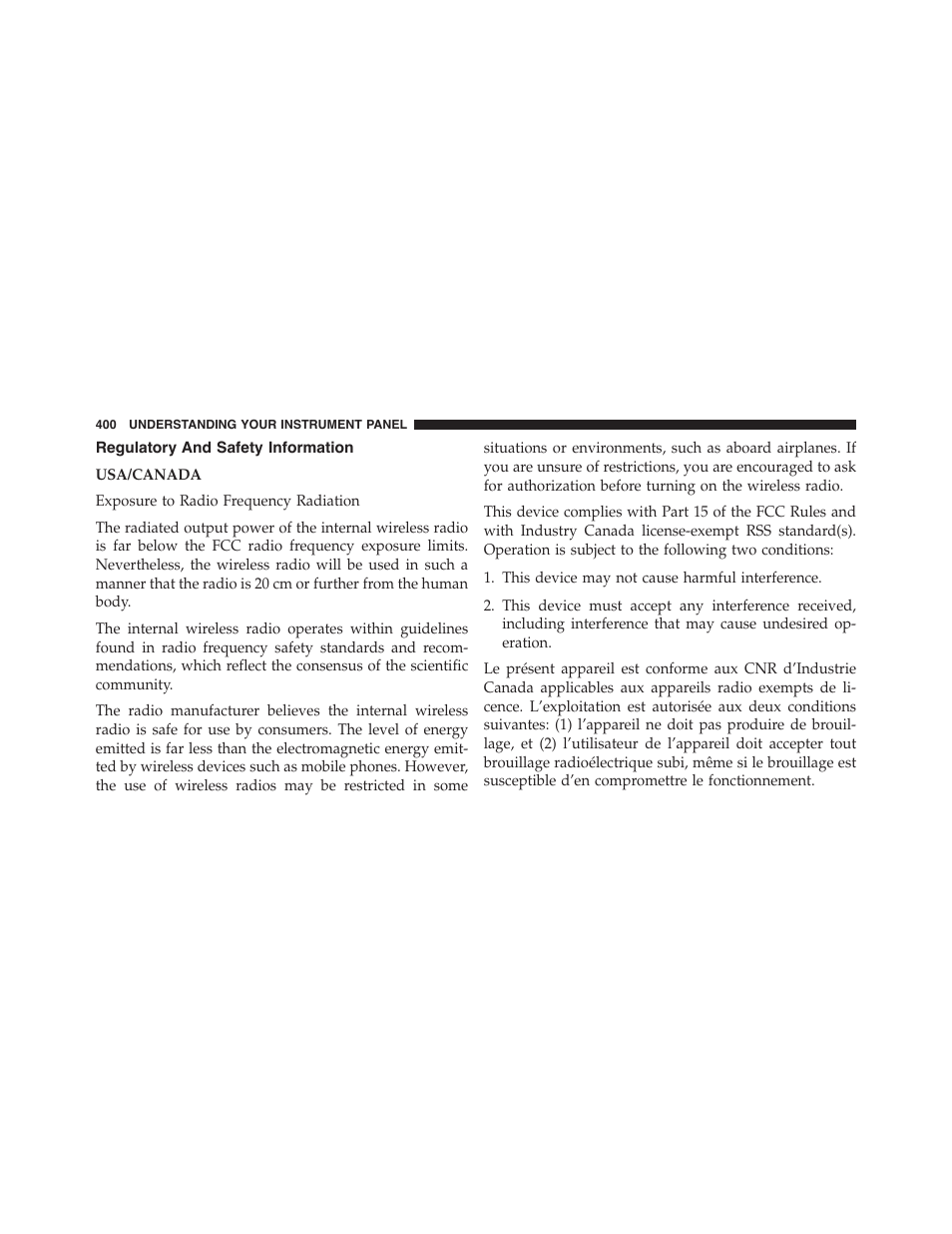 Regulatory and safety information | Jeep 2015 Wrangler - Owner Manual User Manual | Page 402 / 695