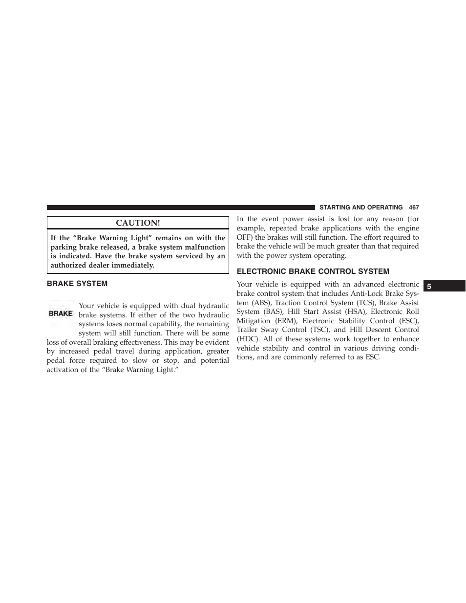 Brake system, Electronic brake control system | Jeep 2015 Wrangler - Owner Manual User Manual | Page 469 / 695