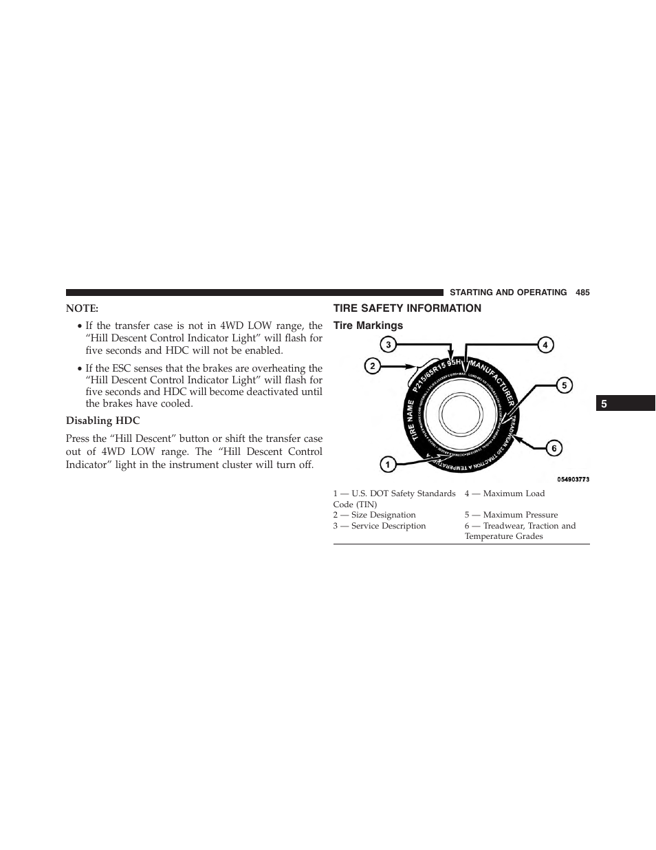 Tire safety information, Tire markings | Jeep 2015 Wrangler - Owner Manual User Manual | Page 487 / 695