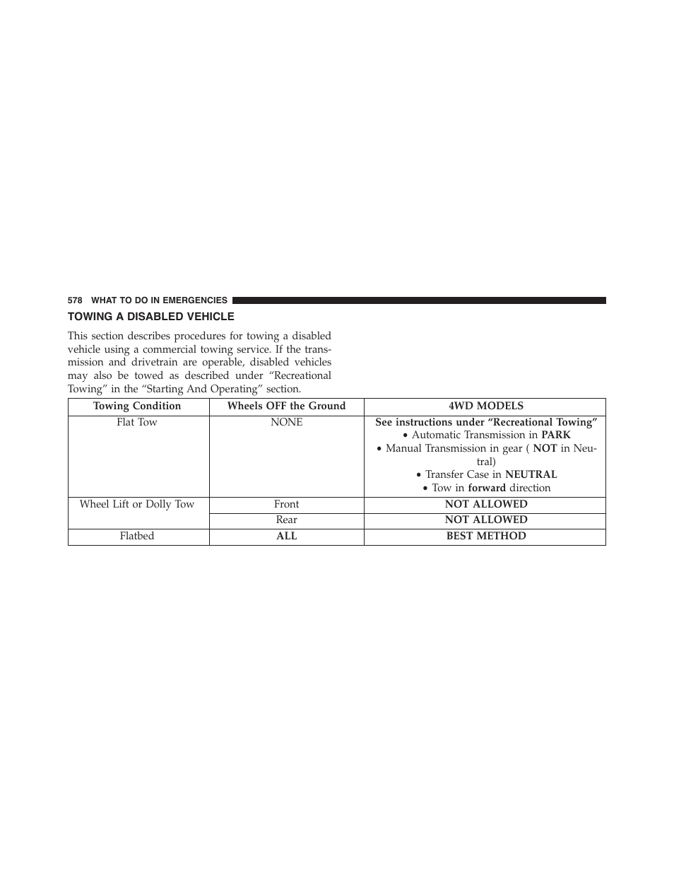 Towing a disabled vehicle | Jeep 2015 Wrangler - Owner Manual User Manual | Page 580 / 695
