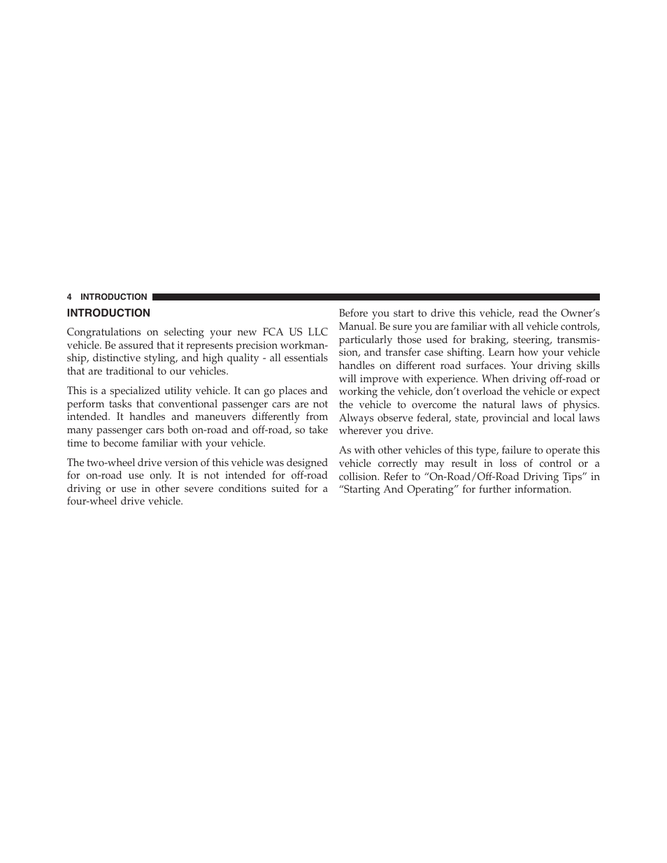 Introduction | Jeep 2015 Wrangler - Owner Manual User Manual | Page 6 / 695