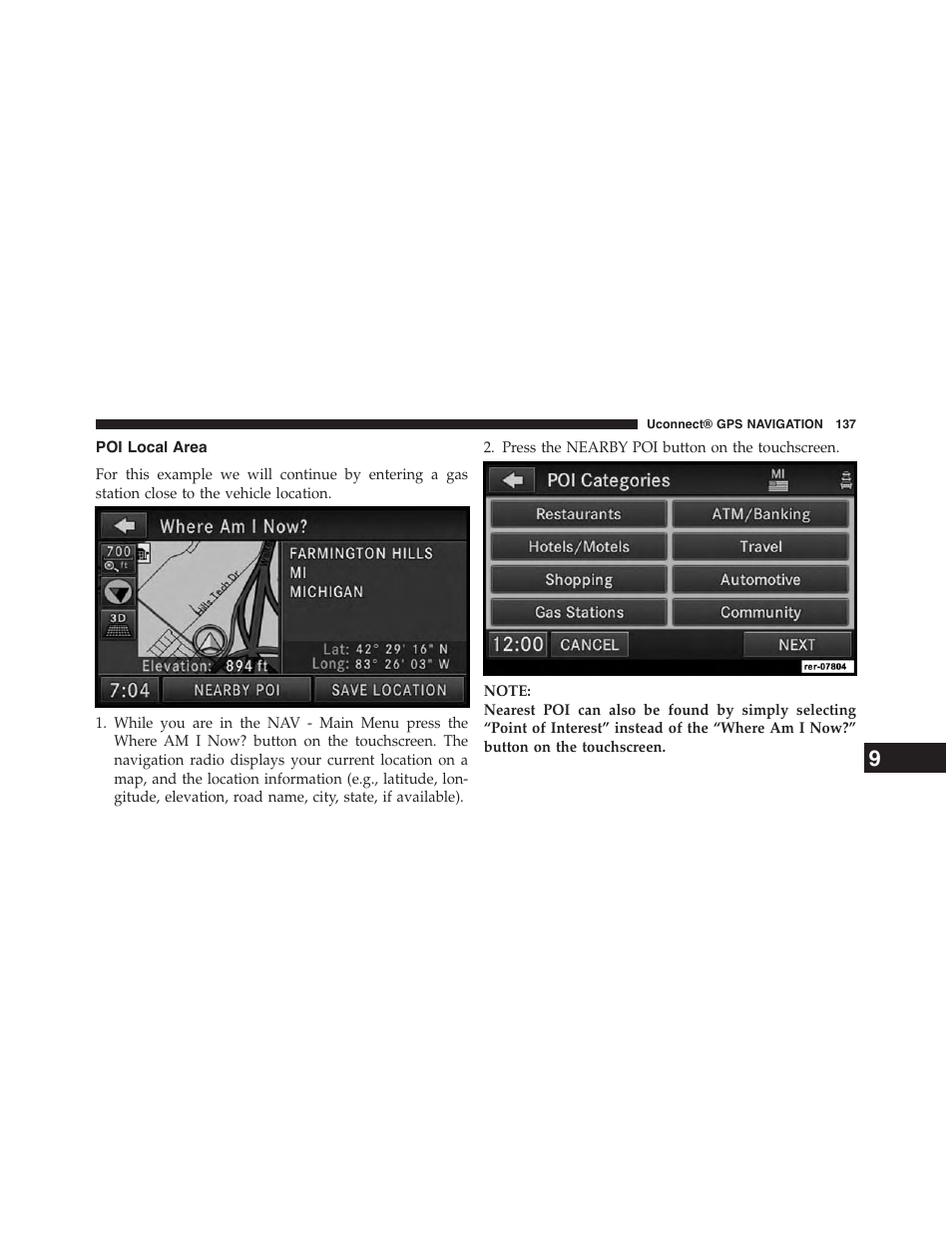 Poi local area | Jeep 2015 Wrangler - Uconnect 730N Manual User Manual | Page 148 / 222