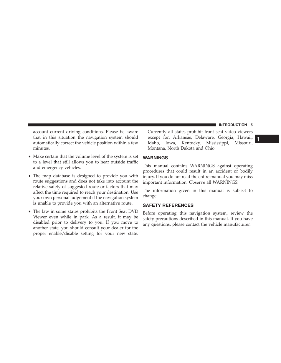 Warnings, Safety references | Jeep 2015 Wrangler - Uconnect 730N Manual User Manual | Page 16 / 222