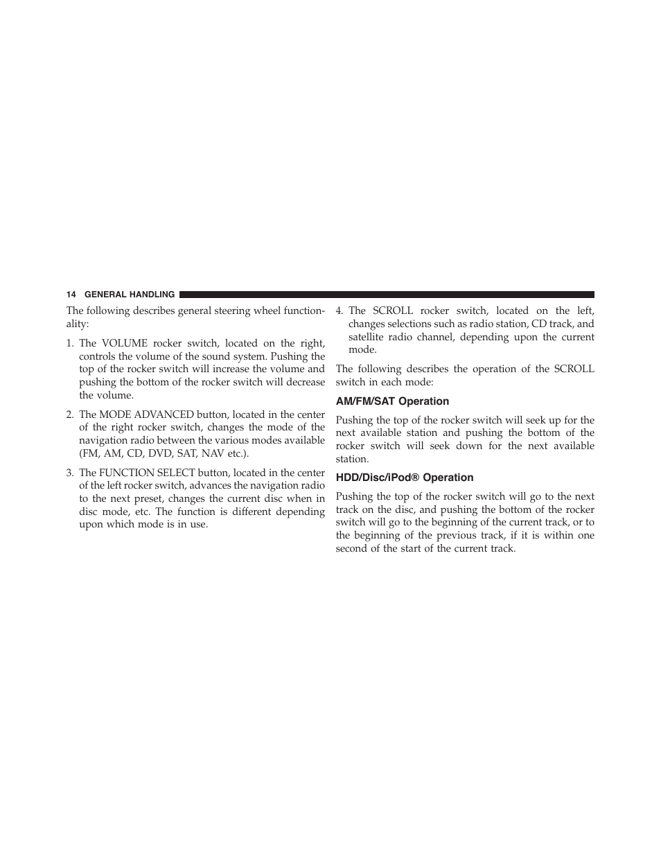 Am/fm/sat operation, Hdd/disc/ipod® operation | Jeep 2015 Wrangler - Uconnect 730N Manual User Manual | Page 25 / 222