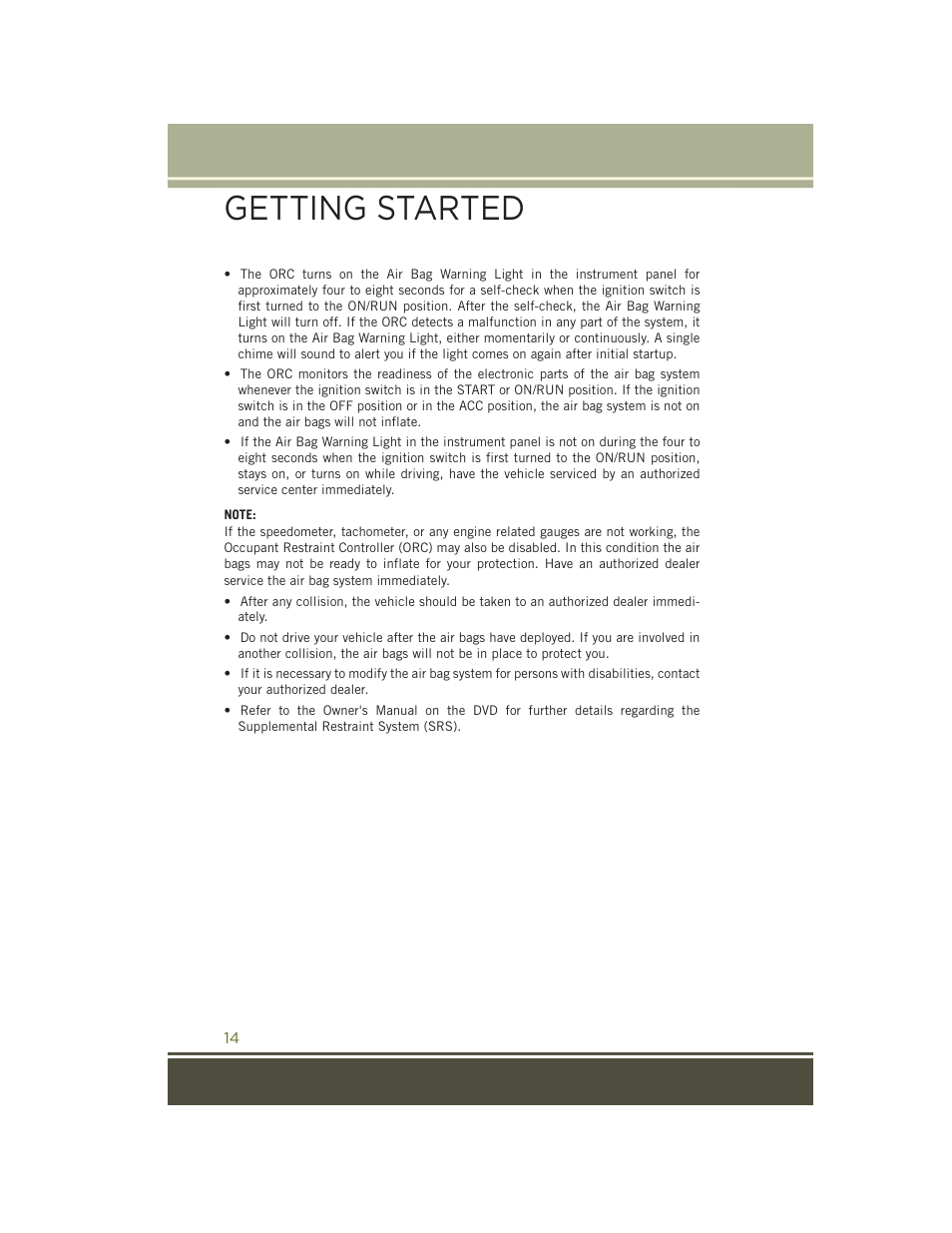 Getting started | Jeep 2015 Wrangler - User Guide User Manual | Page 16 / 164