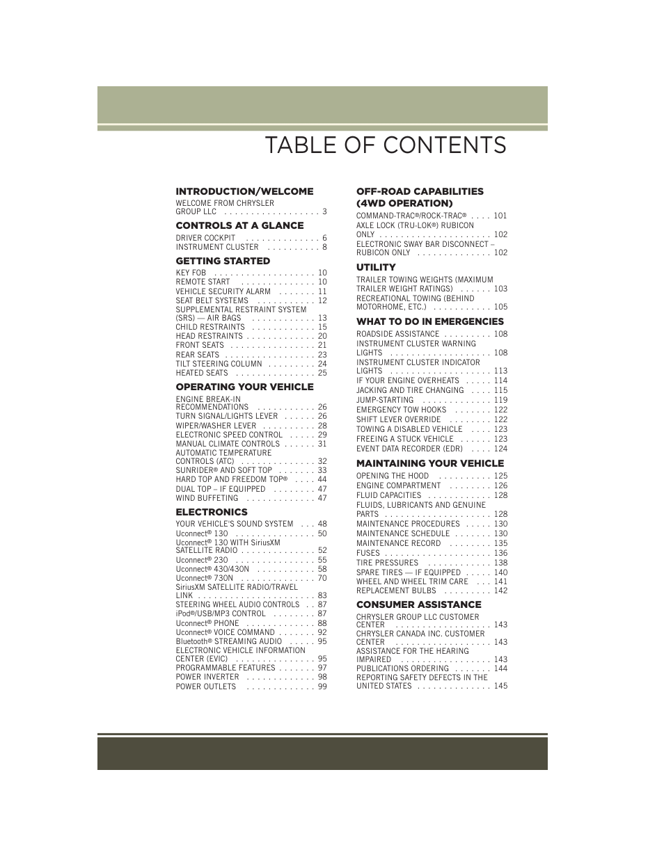 Jeep 2015 Wrangler - User Guide User Manual | Page 3 / 164