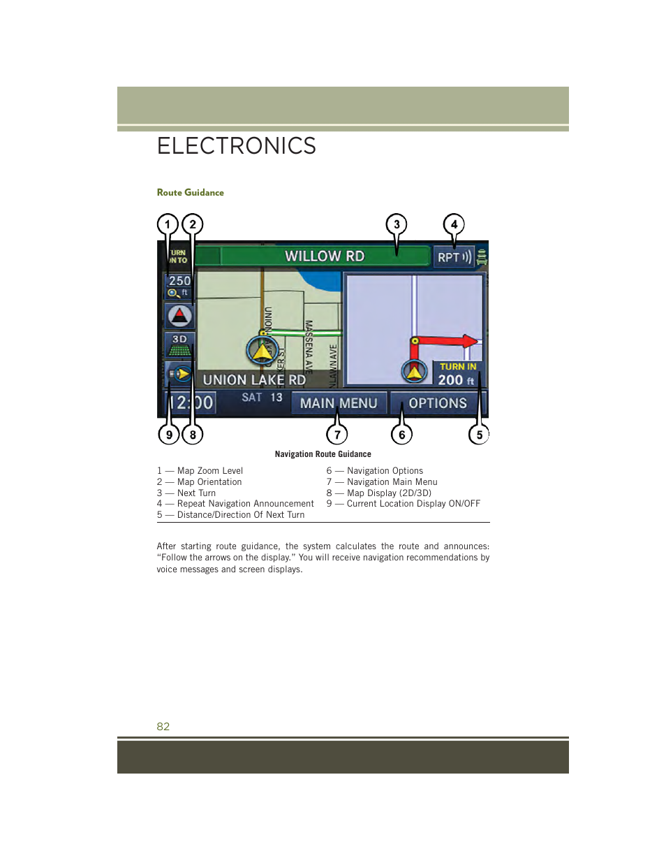 Route guidance, Electronics | Jeep 2015 Wrangler - User Guide User Manual | Page 84 / 164