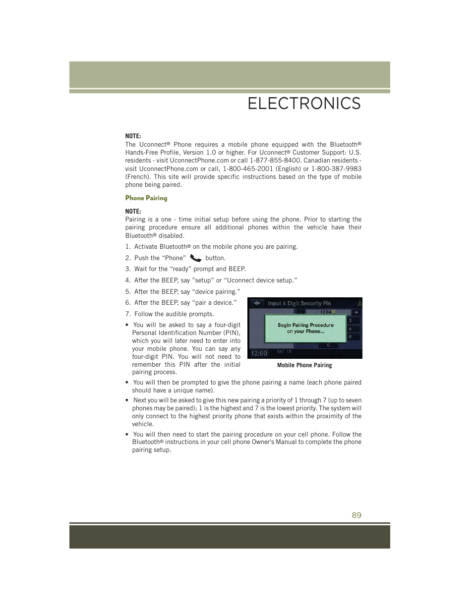 Phone pairing, Electronics | Jeep 2015 Wrangler - User Guide User Manual | Page 91 / 164