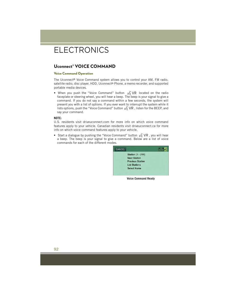 Uconnect® voice command, Voice command operation, Uconnect | Voice command, Electronics | Jeep 2015 Wrangler - User Guide User Manual | Page 94 / 164