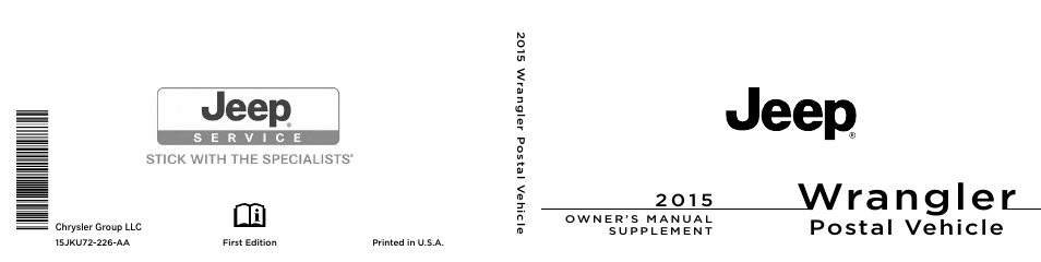 Jeep 2015 Wrangler - Postal Supplement User Manual | 74 pages