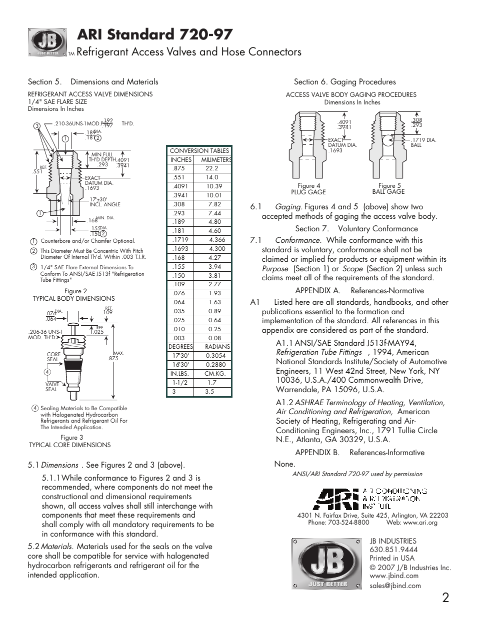 97refrigerantaccessvalvesinstructions2.ai, Refrigerant access valves and hose connectors | Just Better 720-97 ARI Standard Refrigerant Access Valves and Hose Connectors User Manual | Page 2 / 2