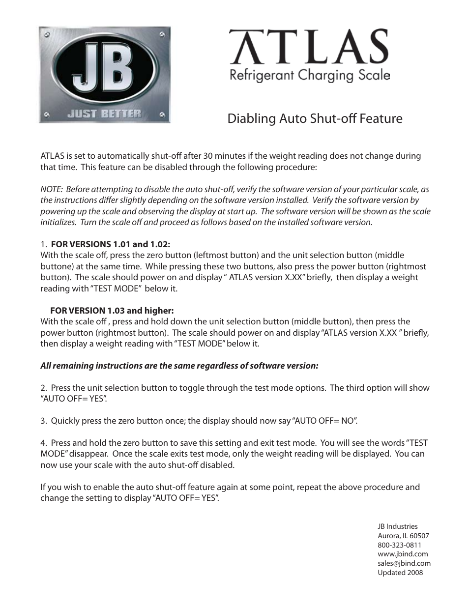 Just Better Disabling Auto Shut-Off User Manual | 1 page