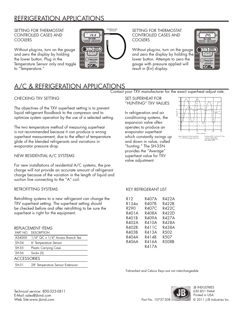 Refrigeration applications, A/c & refrigeration applications, Accessories | Just Better SH-35N Superheat Subcooling User Manual | Page 4 / 4