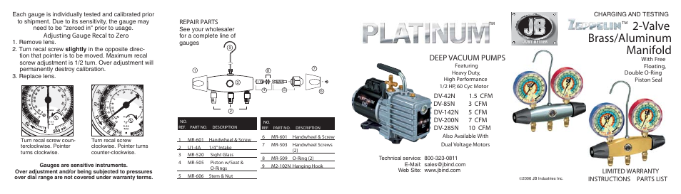 Valve brass/aluminum manifold, Deep vacuum pumps | Just Better Zeppelin 2-valve Brass and Aluminum Manifol User Manual | Page 2 / 2