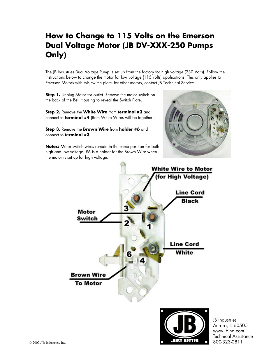 Just Better Changing to 115 Volts on the Emerson Dual Voltage Motor User Manual | 1 page