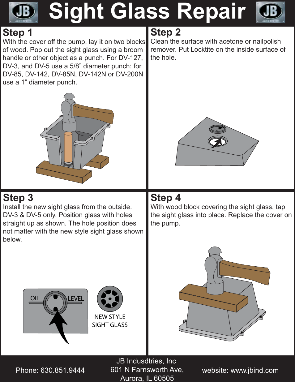 Just Better Sight Glass Repair User Manual | 1 page