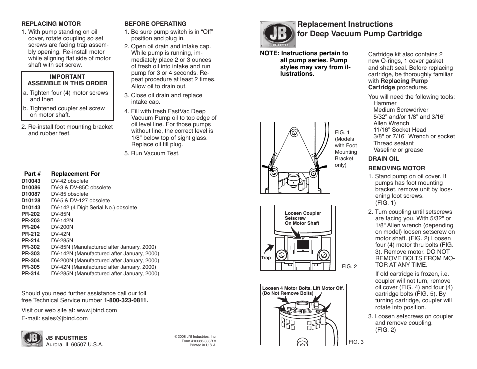 Just Better Deep Vacuum Pump Cartridge User Manual | 2 pages