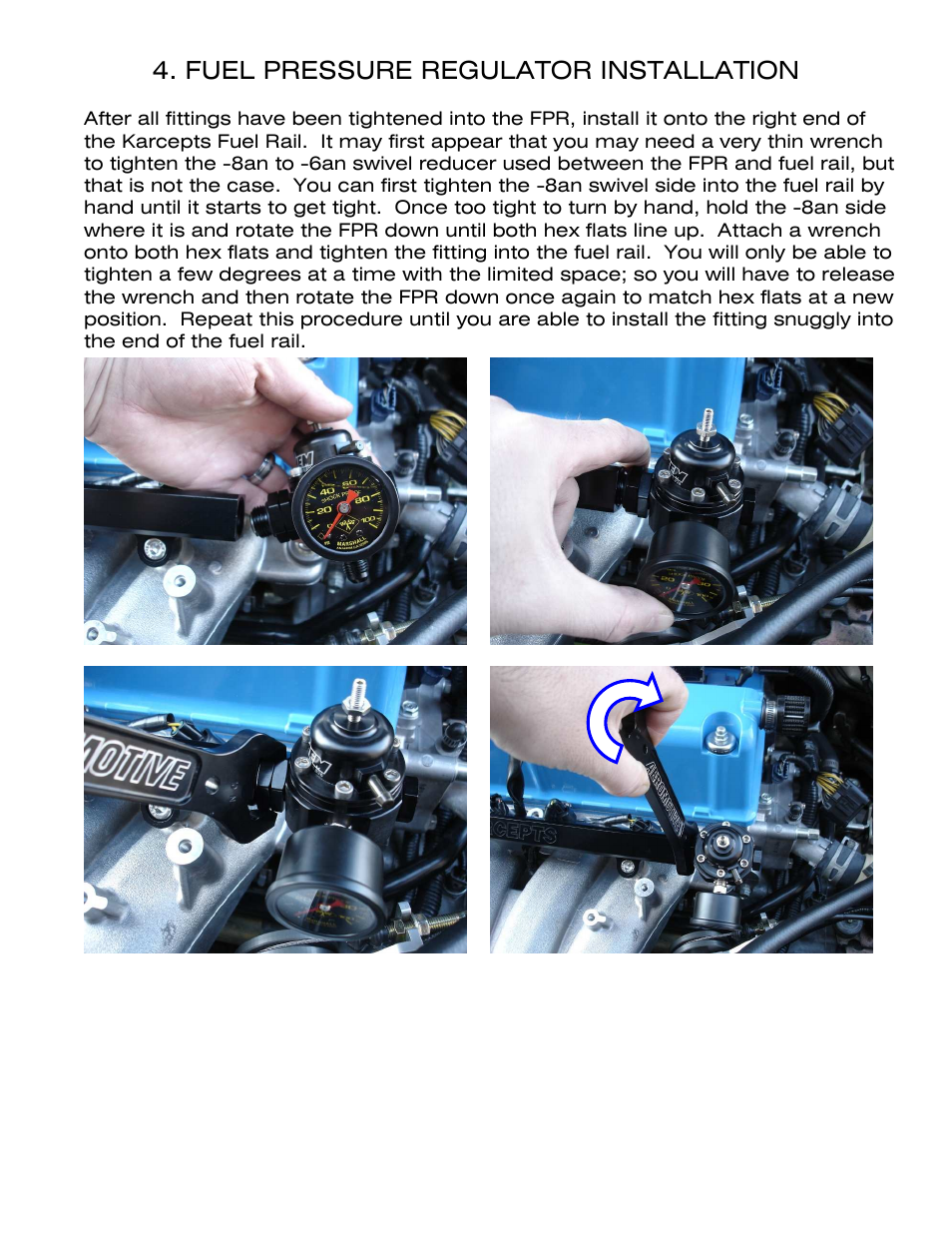 Fuel pressure regulator installation | Karcepts KFL02 User Manual | Page 7 / 12