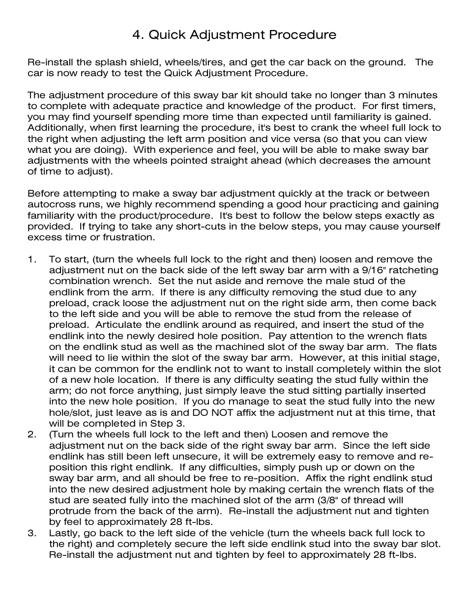 Quick adjustment procedure | Karcepts KFSB-AP-XX User Manual | Page 11 / 13