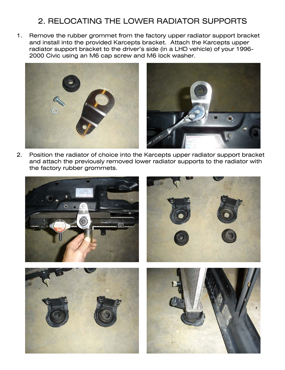 Relocating the lower radiator supports | Karcepts KRB02 User Manual | Page 4 / 8