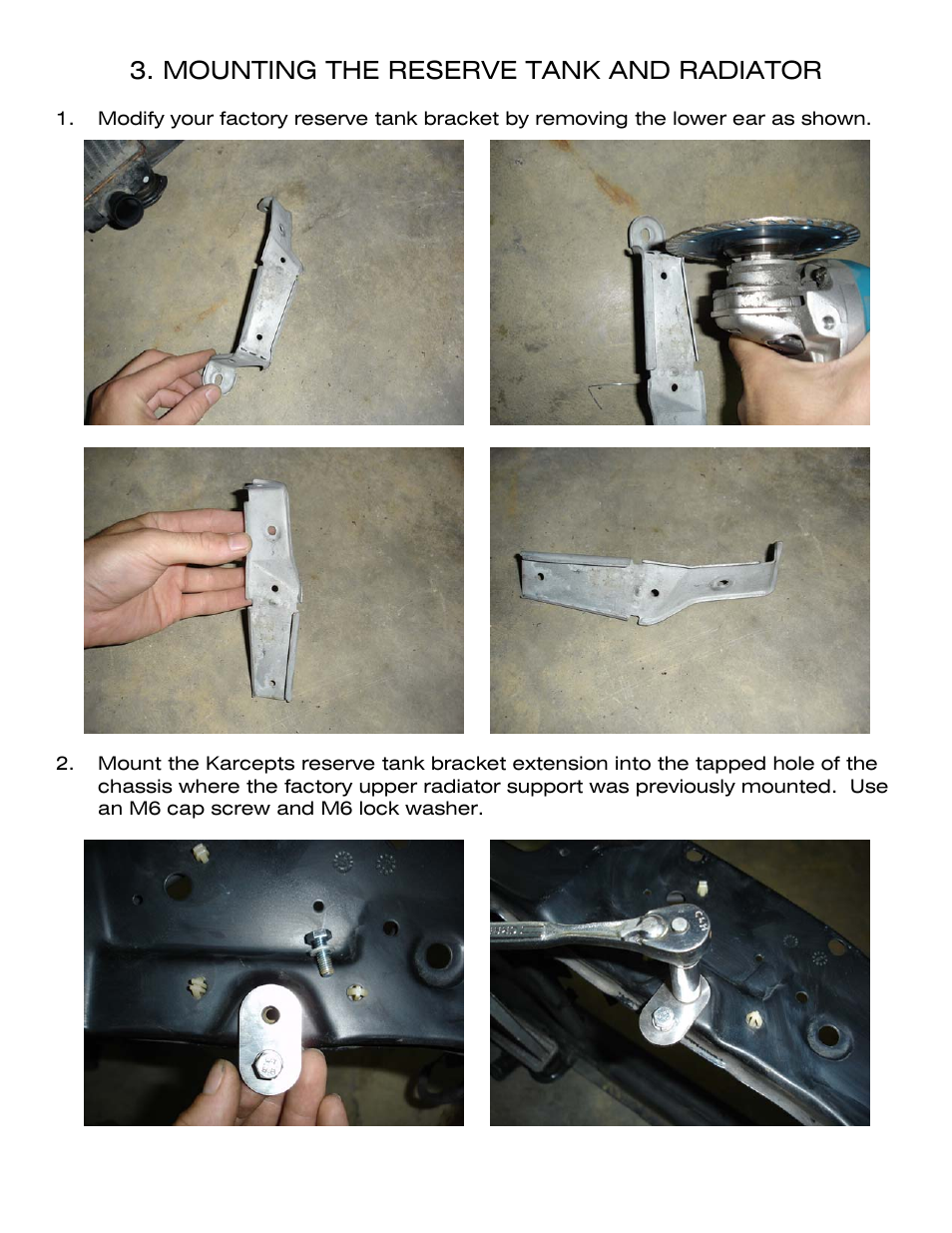 Mounting the reserve tank and radiator | Karcepts KRB02 User Manual | Page 6 / 8