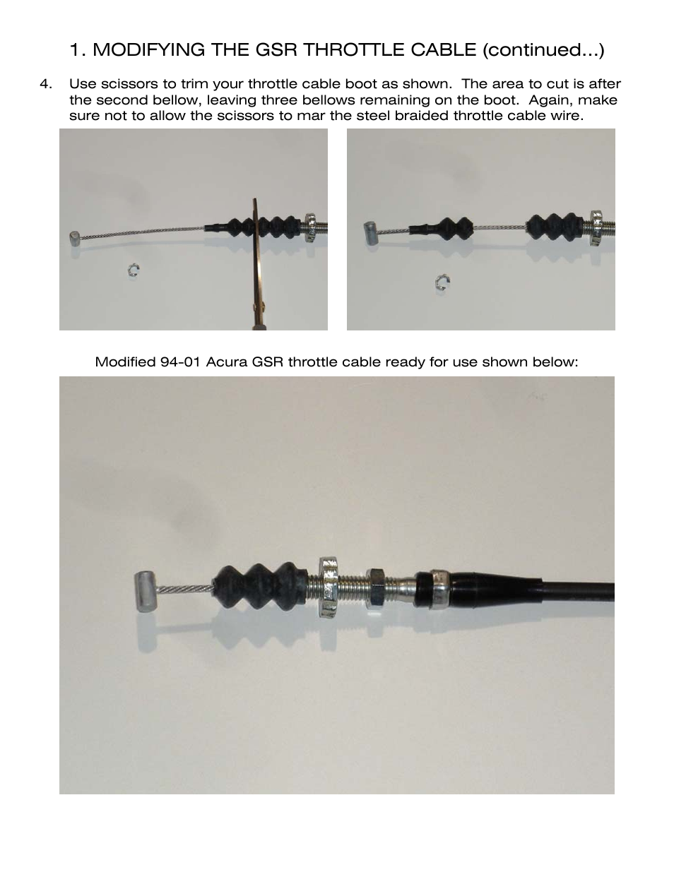 Modifying the gsr throttle cable (continued…) | Karcepts KTC02 User Manual | Page 4 / 8