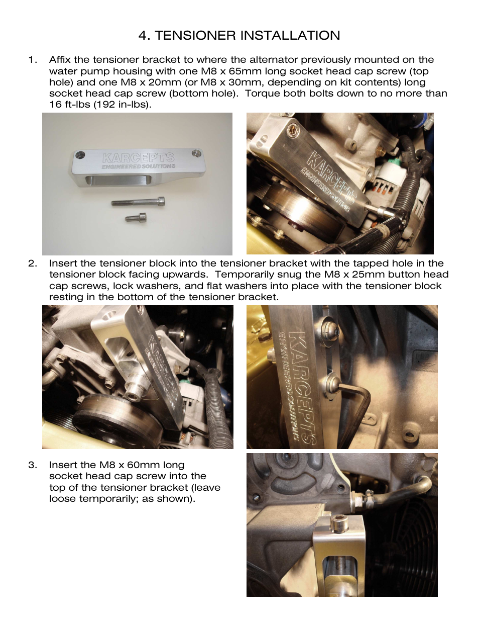 Tensioner installation | Karcepts KPS0X User Manual | Page 7 / 12