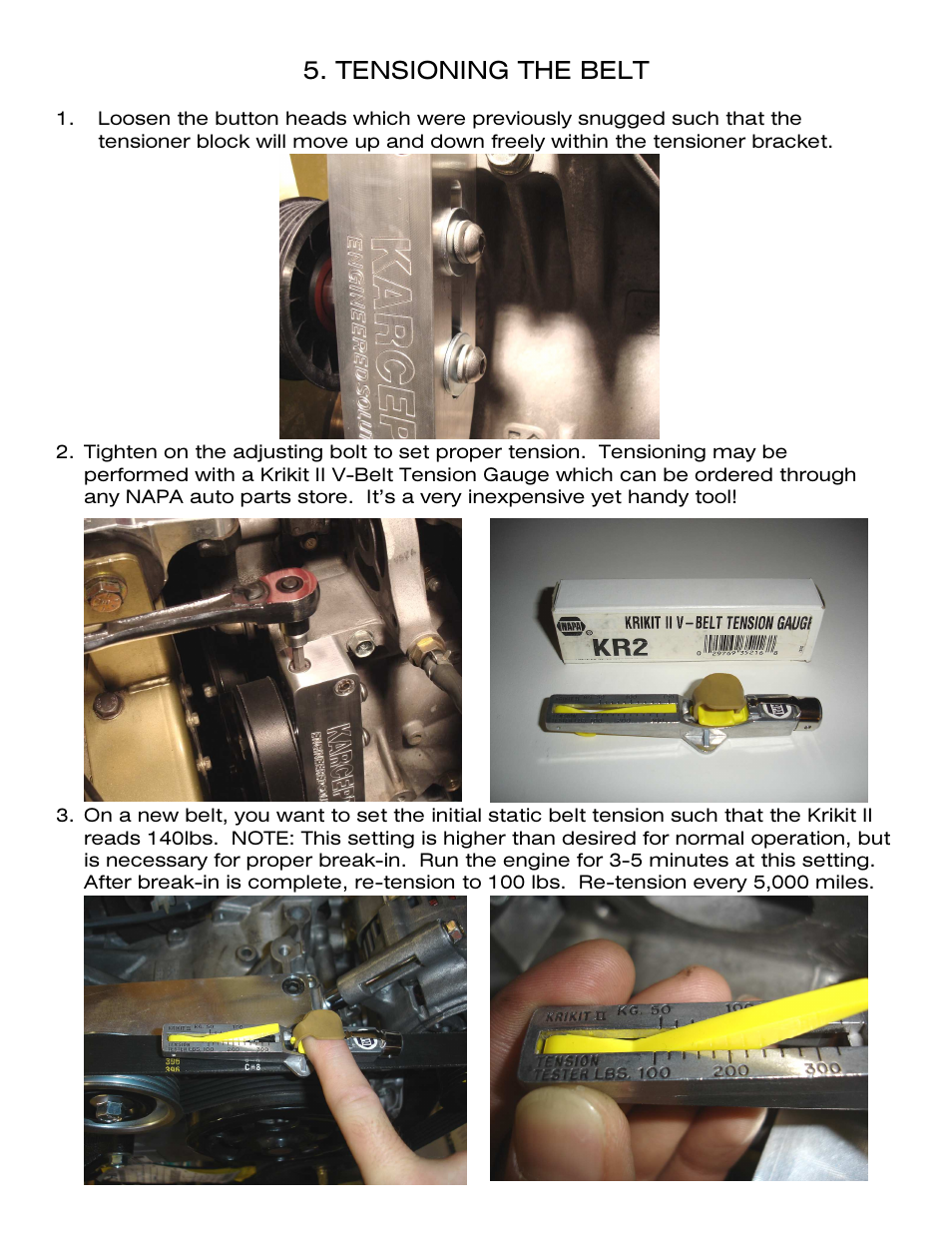 Tensioning the belt | Karcepts KPS0X User Manual | Page 9 / 12