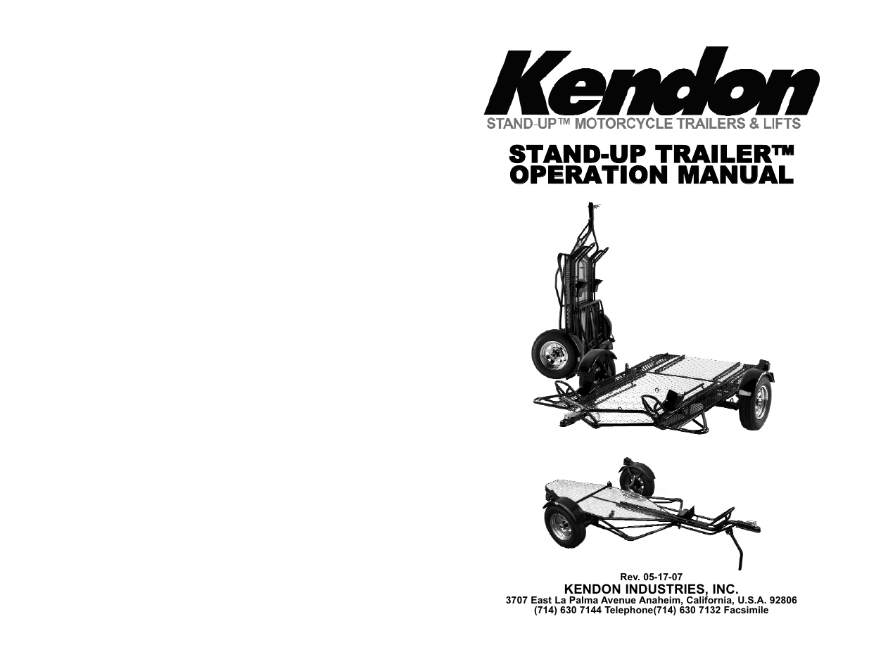 Kendon Stand-Up Trailer User Manual | 10 pages