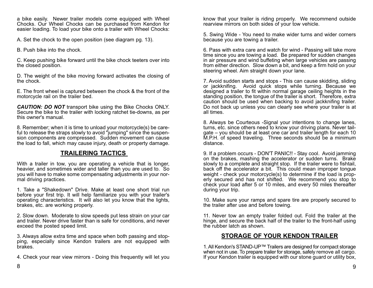 Kendon Stand-Up Trailer User Manual | Page 10 / 10