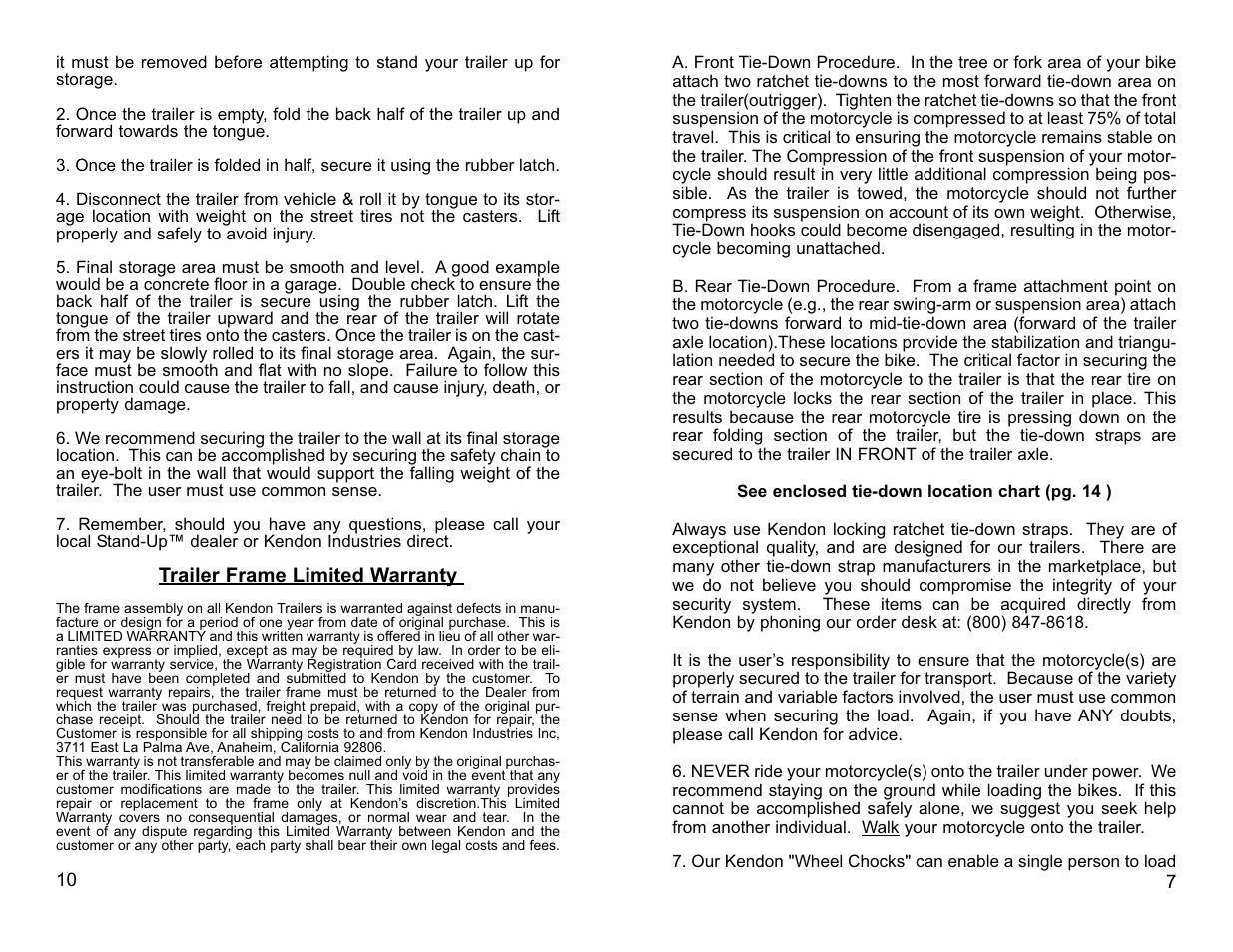 Kendon Stand-Up Trailer User Manual | Page 9 / 10