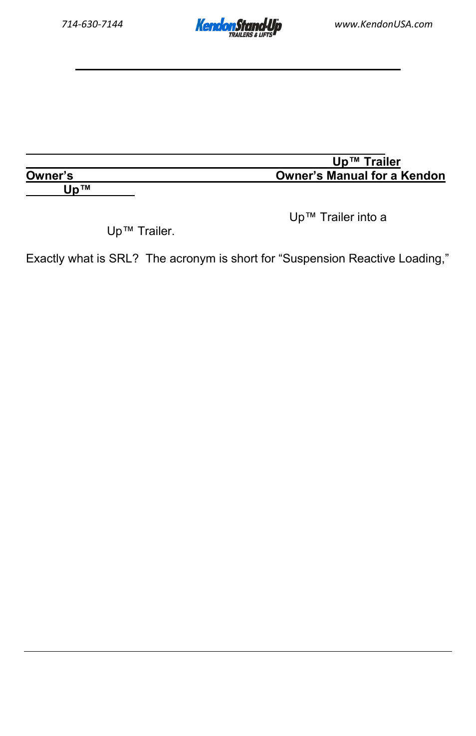 Kendon dual | Kendon Dual Ride-Up SRL Trailer Retrofit Kit User Manual | Page 3 / 12