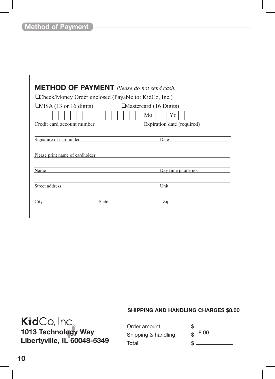 10 method of payment method of payment | Kidco BR100 User Manual | Page 10 / 16