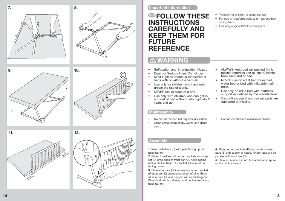 Warning | Kidco BR100a User Manual | Page 3 / 8