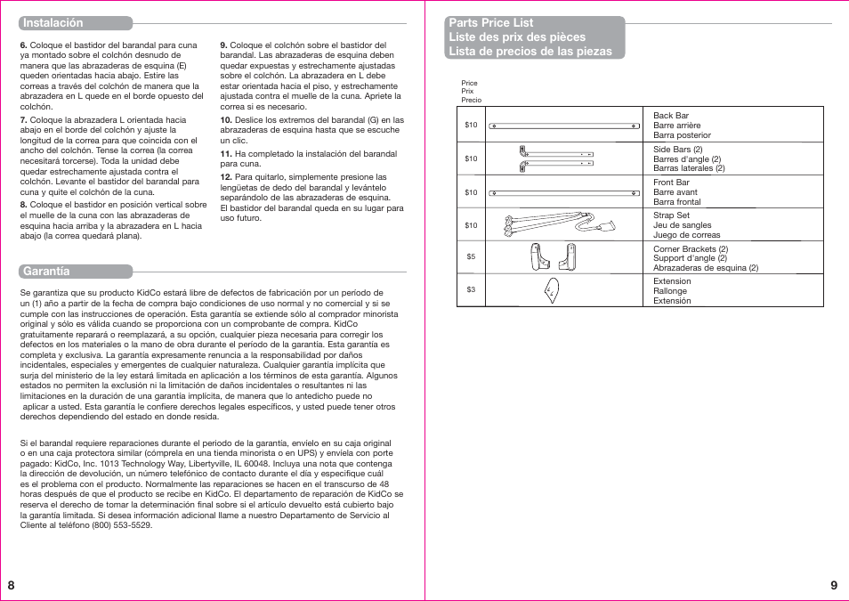 Kidco BR100a User Manual | Page 8 / 8
