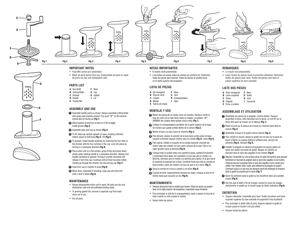 Kidco F710 Food Mill User Manual | Page 2 / 2
