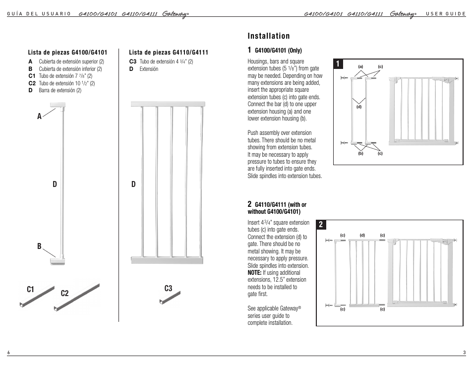 Installation 1 2, C3 c2, C1 d a b d | Kidco G4111 User Manual | Page 4 / 4