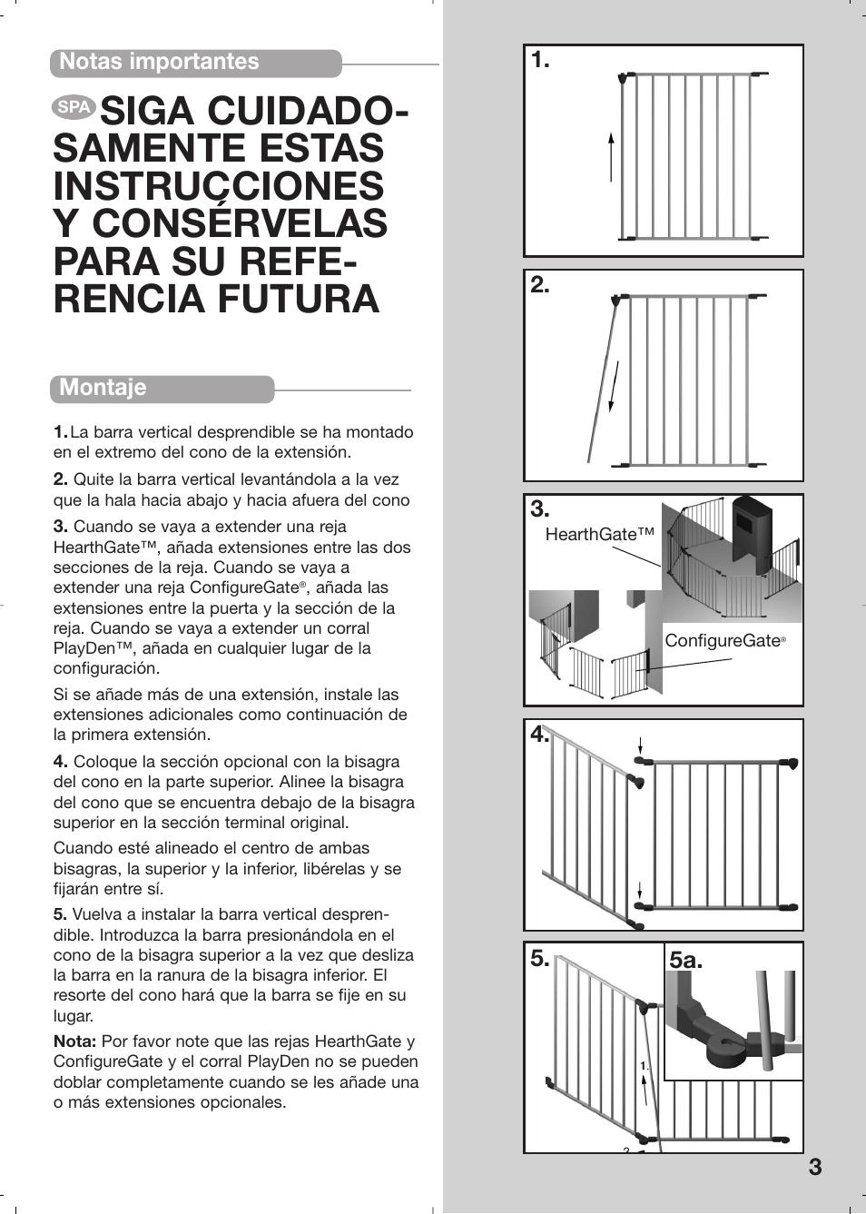 Notas importantes | Kidco G80-8c or G80-24c User Manual | Page 3 / 4
