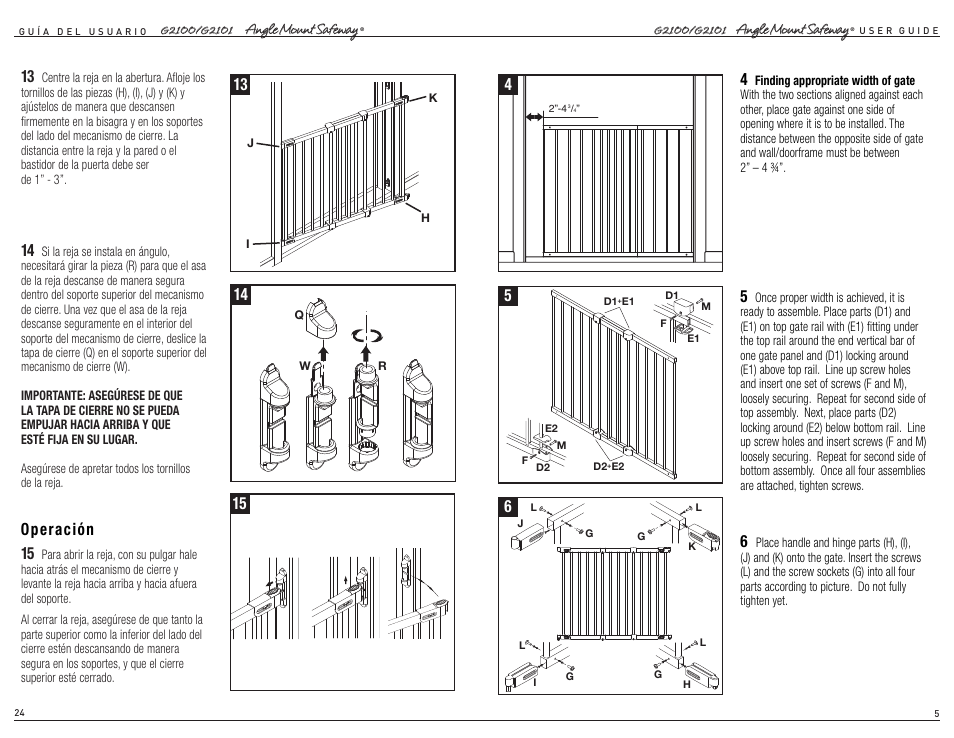 Operación | Kidco G2101 User Manual | Page 5 / 14