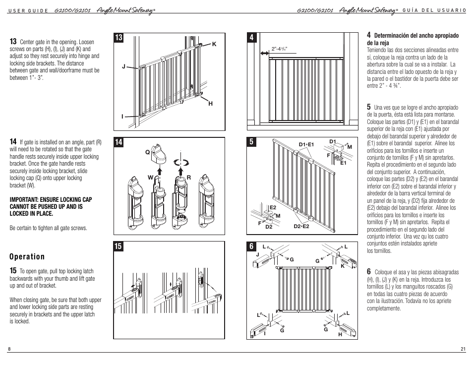 Operation | Kidco G2101 User Manual | Page 8 / 14